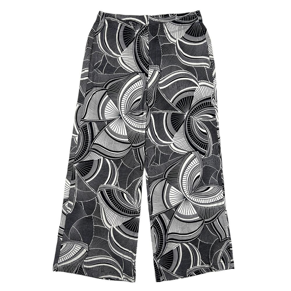 Chicos Travelers Sz 0 US S Crop Wide Leg Palazzo Pants Slinky Abstract Butterfly